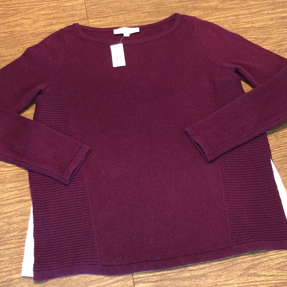 LOFT Wool Blend Boat Neck Knit Sweater Size S